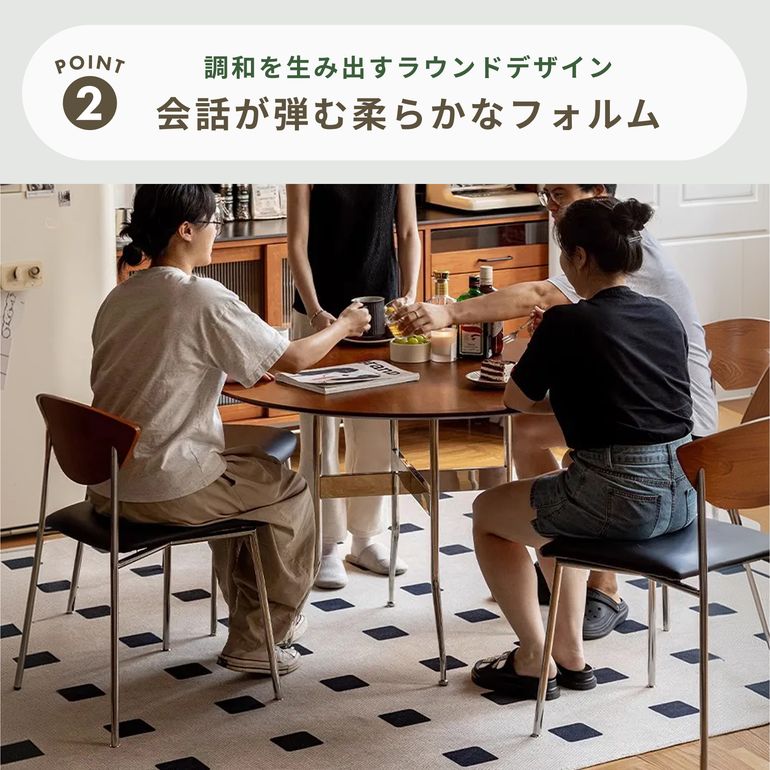 CAGUUU Woody Prime Box ステンレス脚ラウンドデザインテーブル φ95