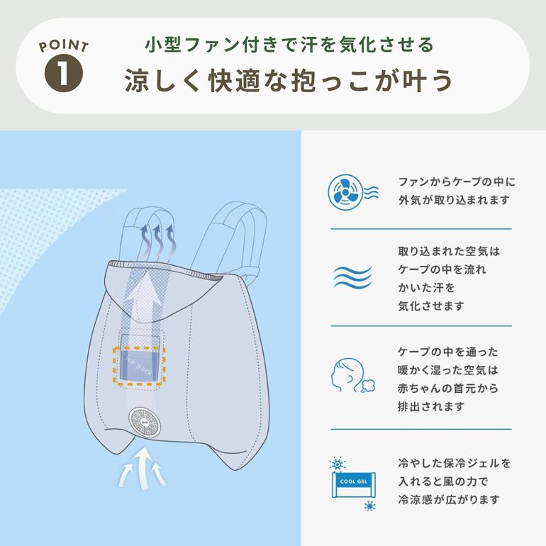 Baby Hopper (ベビーホッパー) 空調ベビーケープ 保冷ジェル付き