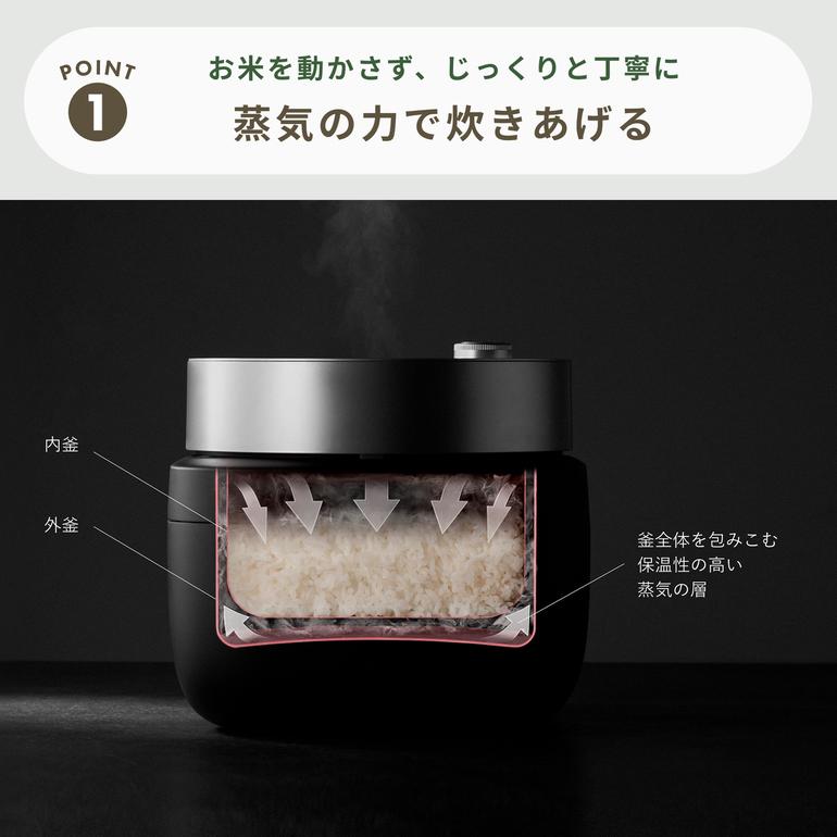 BALMUDA (バルミューダ) The Gohan 炊飯器 3合炊き スクエアタイプ 
