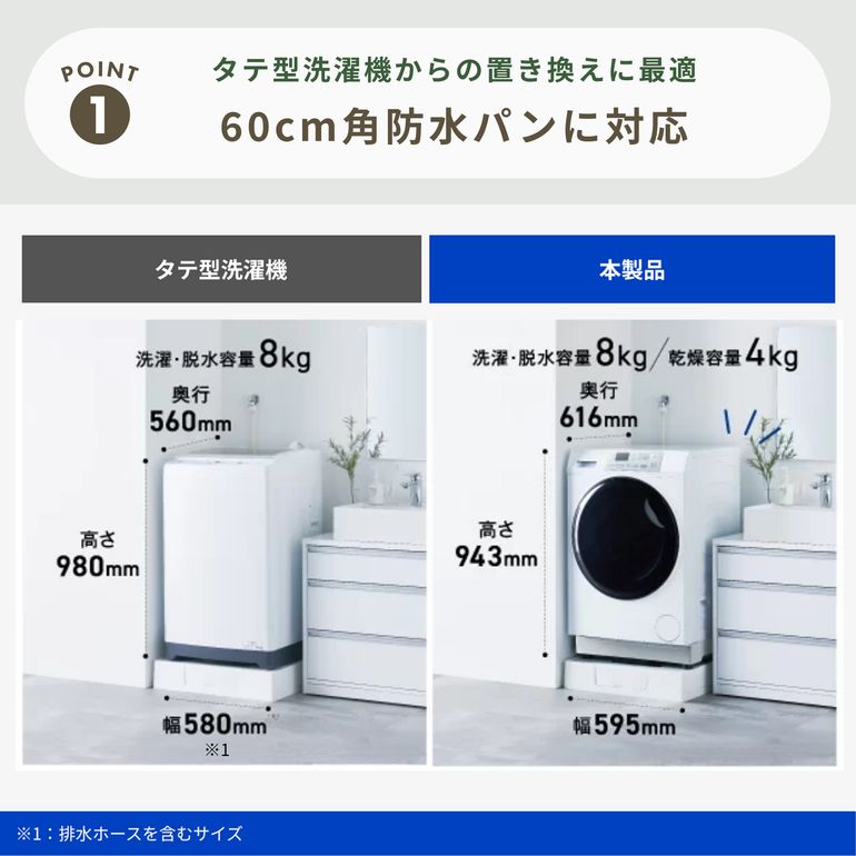 AQUA（アクア）まっ直ぐドラム ドラム式洗濯乾燥機 【洗濯8kg/乾燥4kg