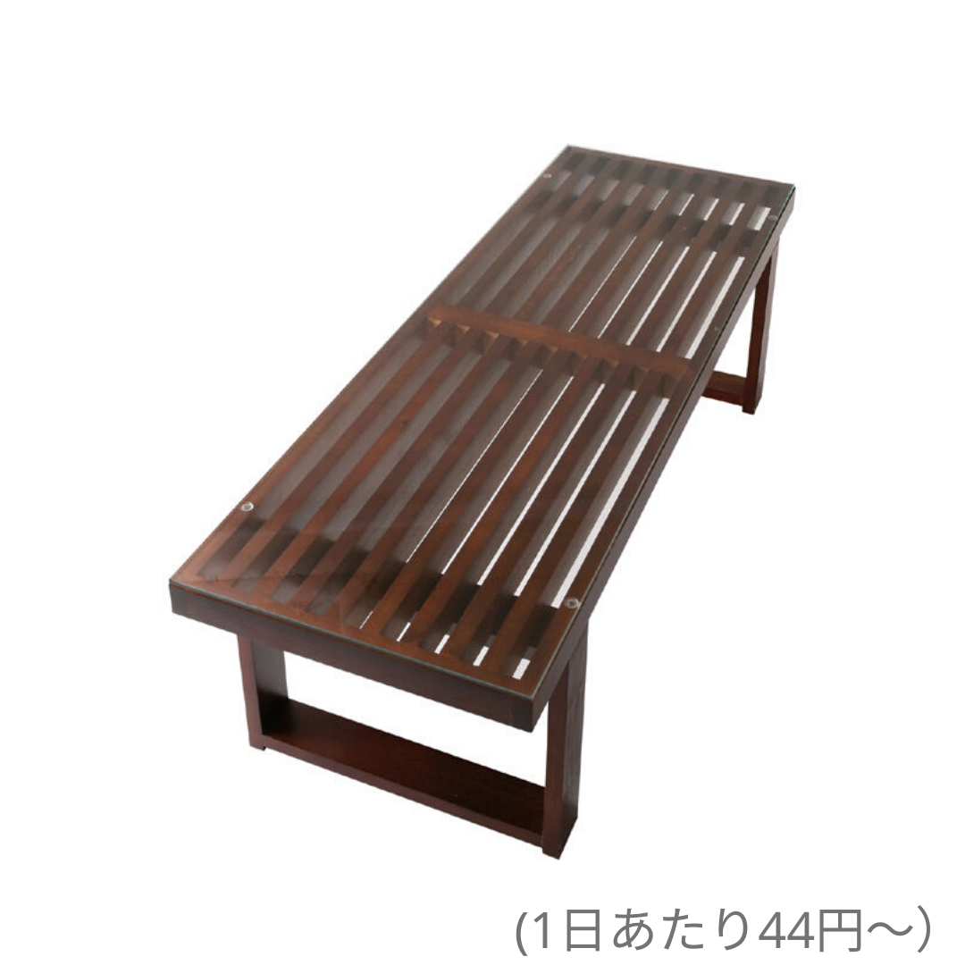 ガラス天板×木格子センターテーブル W115×D39×H35cm azumaya