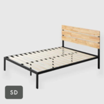 ZINUS Sonoma スチール＆ウッド ヘッドボード付ベッドフレーム